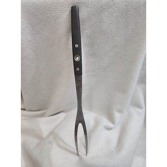 VTG FLINT ARROWHEAD STAINLESS SMALL 2 TINE MEAT FORK BLACK HANDLE 13" USA - Picture 4 of 4